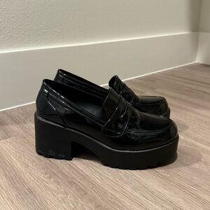 Nasty Gal Black Platform Penny Loafers